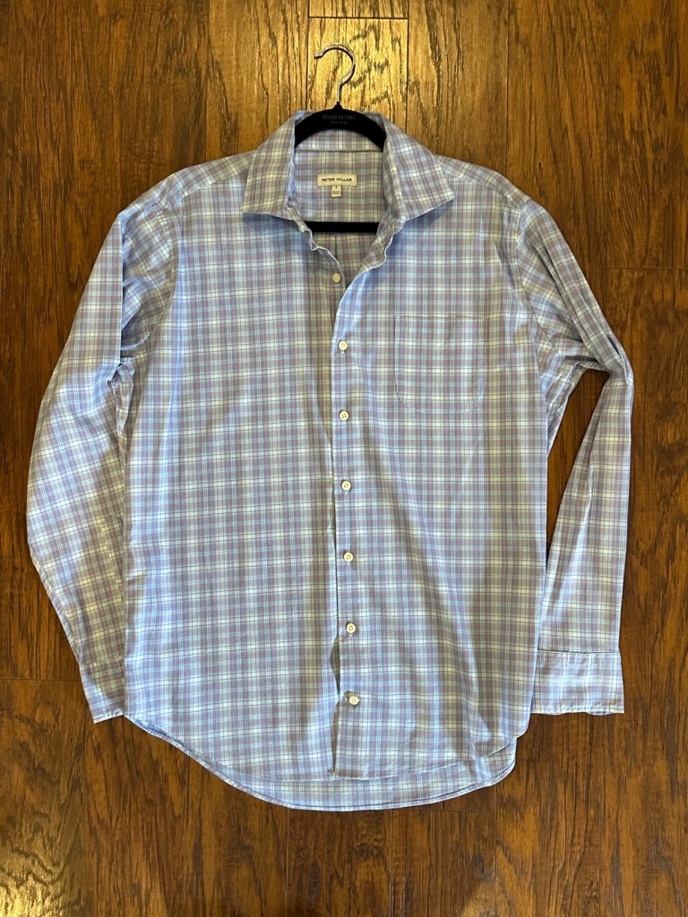 Peter Millar Performance Button Down light red and blue check size L